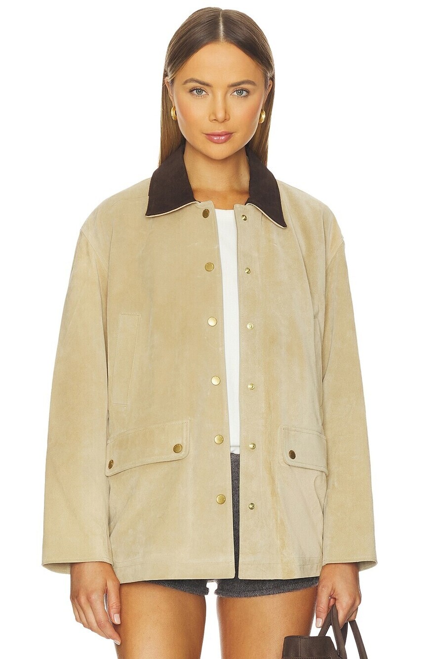 Rag & Bone Cassidy Suede Jacket in Tan suede leather coat